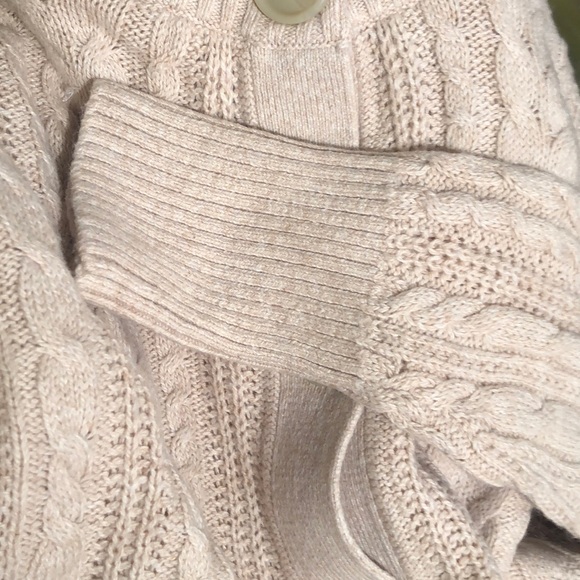 Loft Cable Knit Crew Neck Rolled Oat Cardigan M L - Picture 5 of 5
